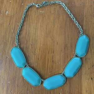 Large beaded turquoise/green and gold necklace